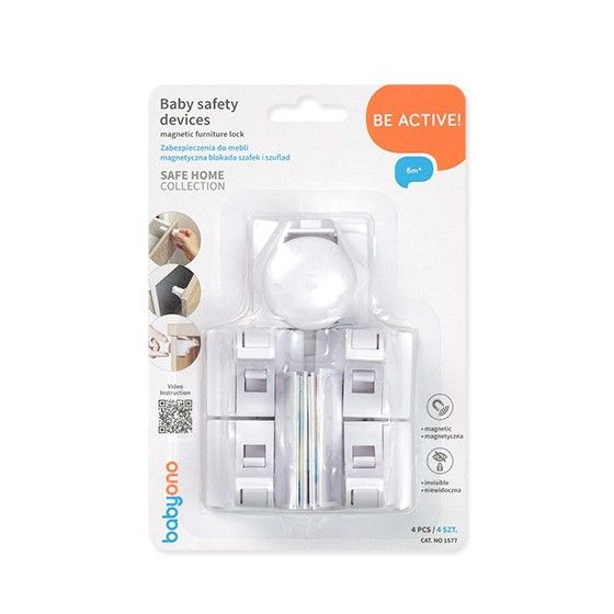BABYONO Sicurezza per mobili. Blocco di bloccaggio magnetico e cassetti 4 pezzi.
