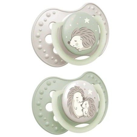 Tetina dinámica de silicona LOVI 0-6m 2 PCS noche y día erizo
