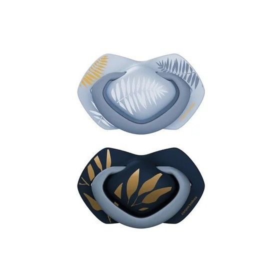 Canpol Baby's Silicone Fopspeen Light Touch 18m + Symmetrical Gold 2-pc's. Blauw