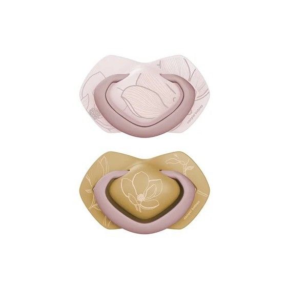 Canpol Bambini in silicone piccolo tocco piccolo 18m + oro simmetrico 2 pezzi. Rosa