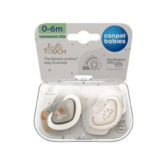 Canpol babies Smoczek silikonowy 0-6m symetryczny DOGS 2 szt.