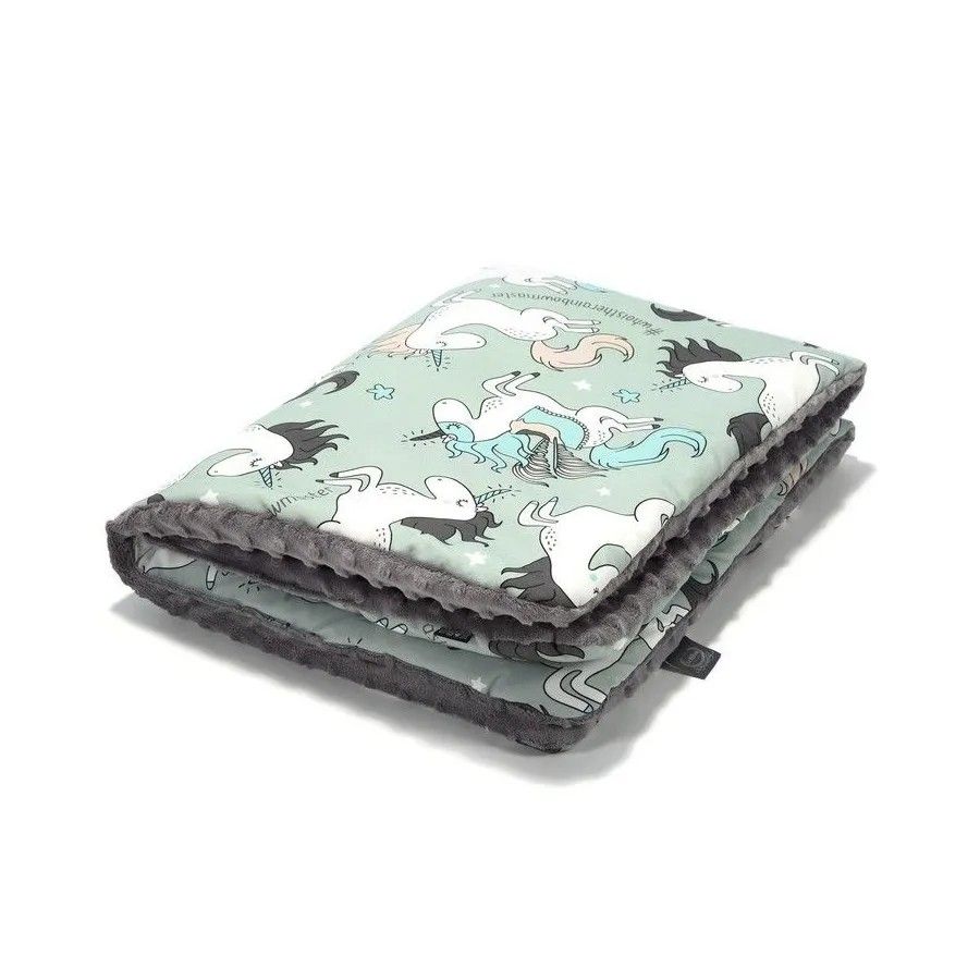 LA MILLOU CIEPŁY KOCYK MINKY- M - UNICORN RAINBOW KNIGHT GREY