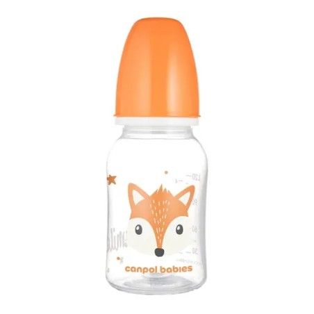 Canpol Дзецям стандартныя бутэлькі вузкія 120 мл міла аранжавых жывёл