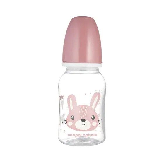Canpol Bambini Bottiglia standard stretti da 120 ml carini animali rosa