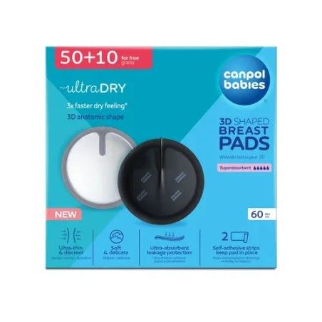 Canpol Babies breathable ultra-absorbing 3D lactation inserts 60 pcs. Black
