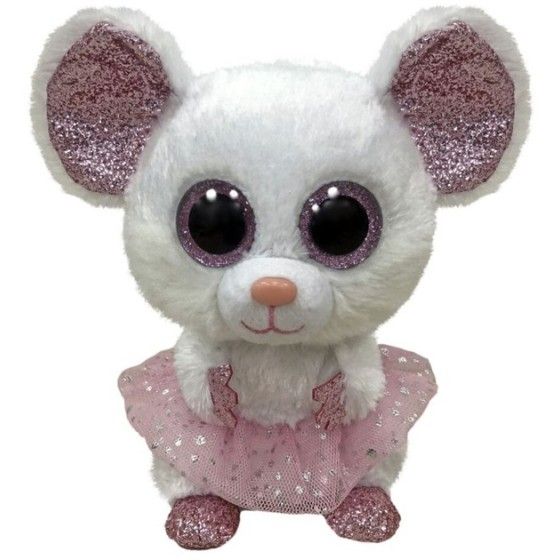 Ty Beanie Boos NINA, 24 cm – biała baletnica myszka