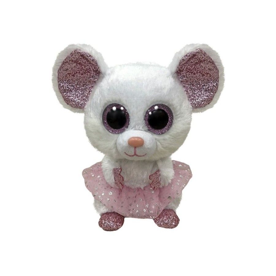 Ty Beanie Boos NINA, 24 cm – biała baletnica myszka