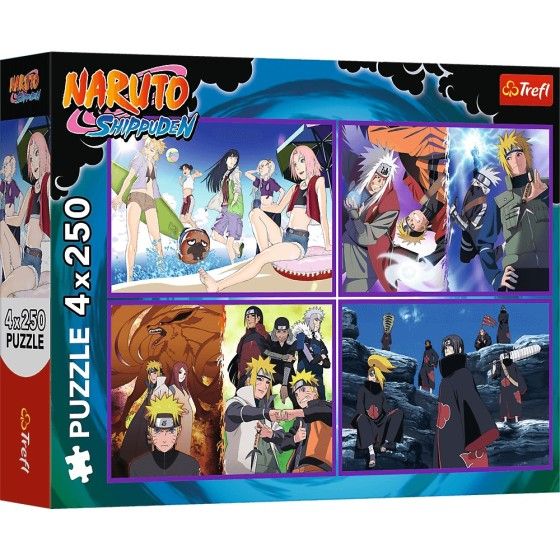 Trefl 4x250l puzzle. Dobrodružství Naruto Uzumaki