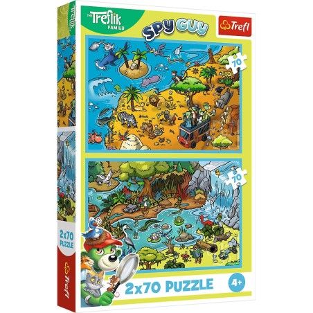 Trefl 2x70el Puzzle. Trefliki im Land der Tiere, der Treflik-Familie