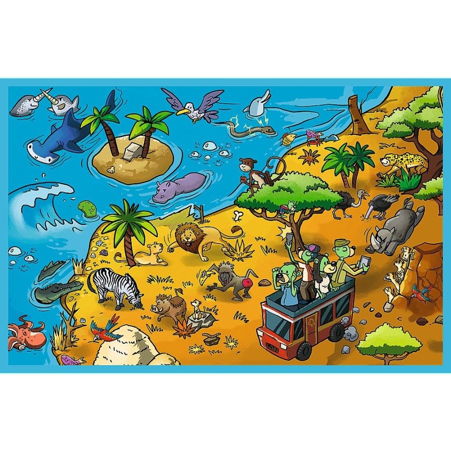 Trefl 2x70el Puzzle. Trefliki im Land der Tiere, der Treflik
