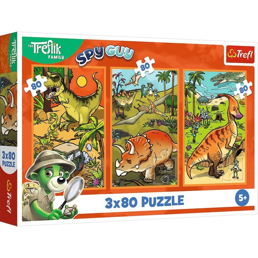 Trefl Puzzle 3x80el. Trefliki w świecie dinozaurów