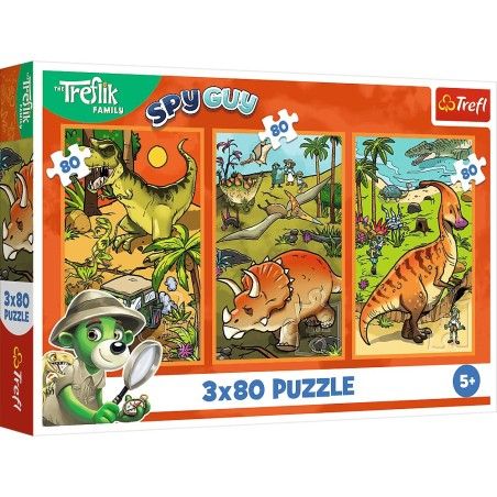 Trefl Puzzle 3x80el. Trefliki en el mundo de los dinosaurios