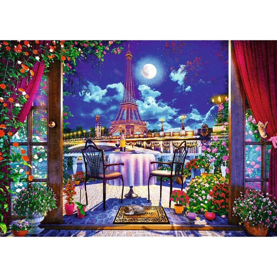 Trefl 1000el puzzle. Premium Plus Tea Time Paris in Glow