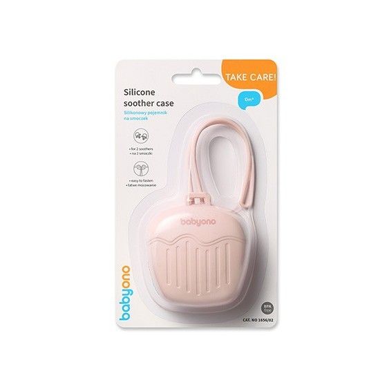 Babyono Silikonowy pojemnik na smoczek różowy