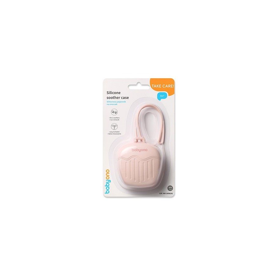Babyono Silikonowy pojemnik na smoczek różowy - 5901435417577