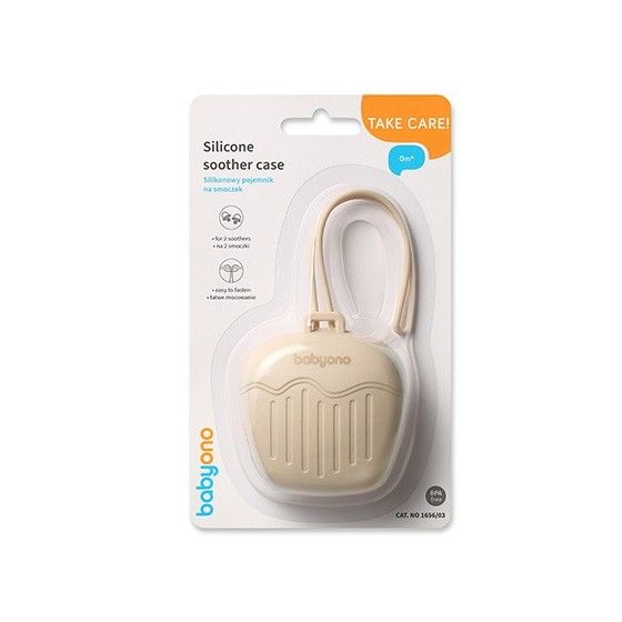 Babyono Silikonowy pojemnik na smoczek beżowy