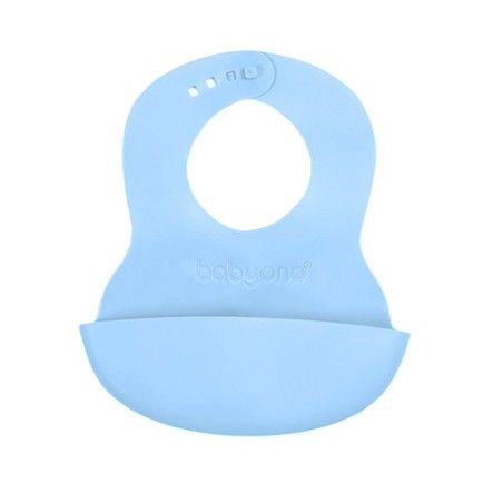 Bavoir souple avec poche et fermeture réglable Babyono - Gris clair