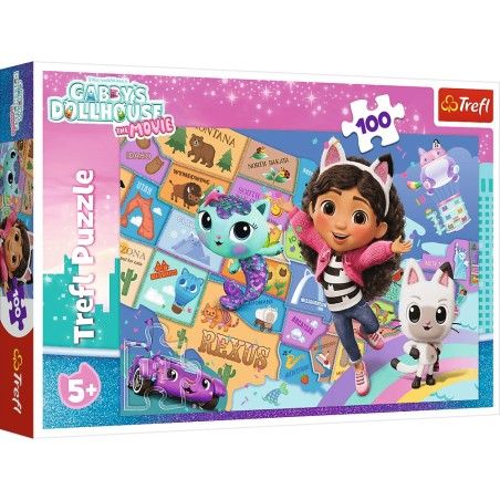 Trefl 100el puzzle. - Přátelství v chatě kočky