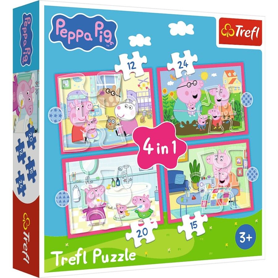 Trefl Puzzle 4w1 - Peppa uwielbia przygody
