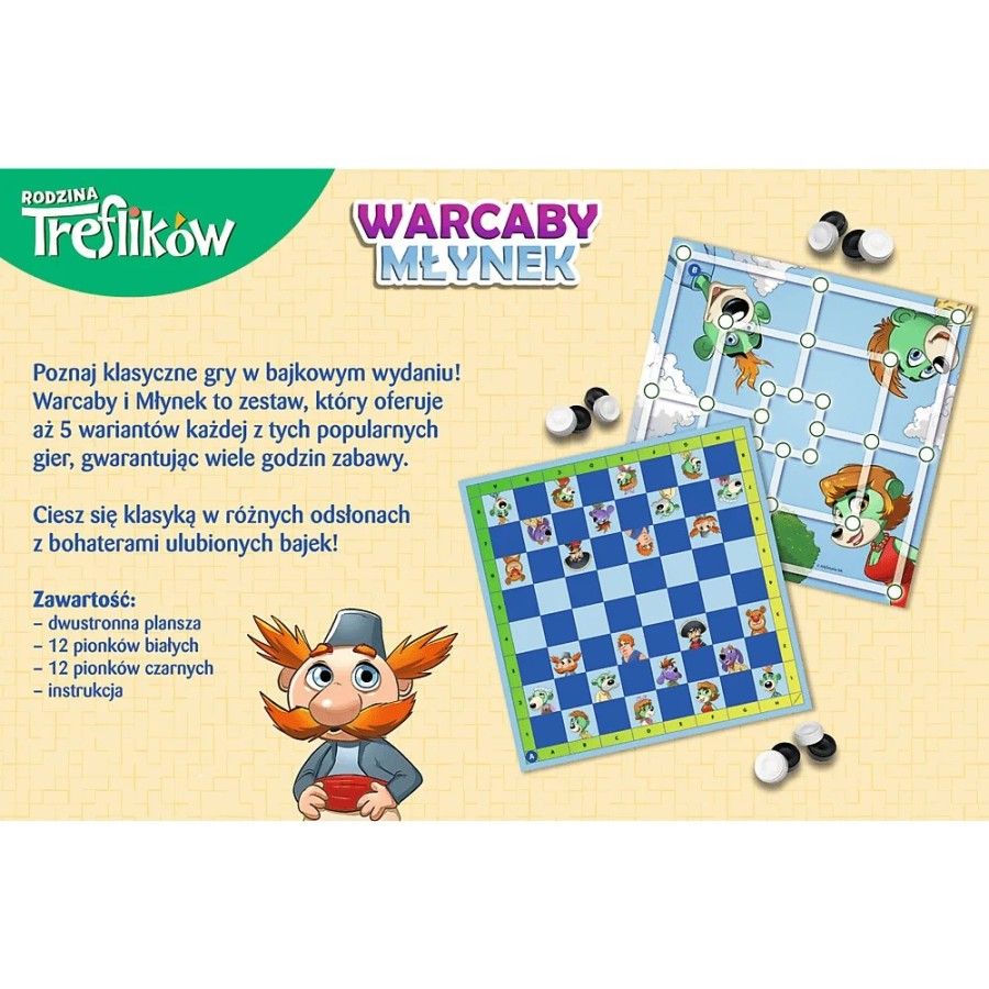 Trefl Gra planszowa Warcaby i Młynek Rodzina Treflików