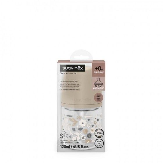 Suavinex BUTELKA SZKLANA 120ML SX PRO PRZEPŁYW WOLNY WONDERLAND