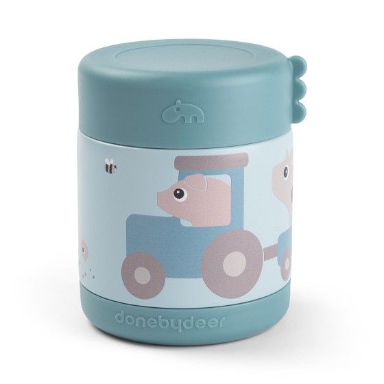 Done by Deer Dinner Thermos für ein Kind 300ml Tiny Bauernhof Blau