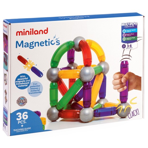 Miniland Educational Zestaw klocków magnetycznych 36 sztuk