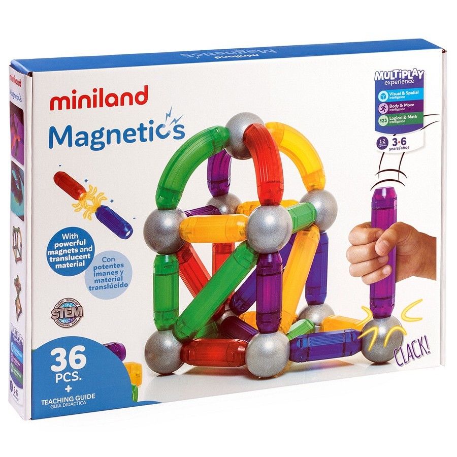 Miniland Educational Zestaw klocków magnetycznych 36 sztuk