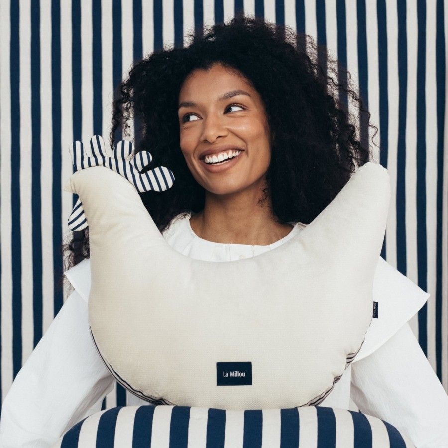 La Millou Poduszka Kura Babci Dany Velvet Bawełna STRIPES NAVY