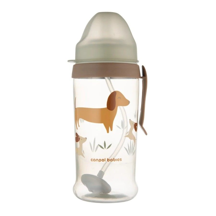 Canpol babies Bidon niekapek z rurką i odważnikiem 350 ml PIESKI