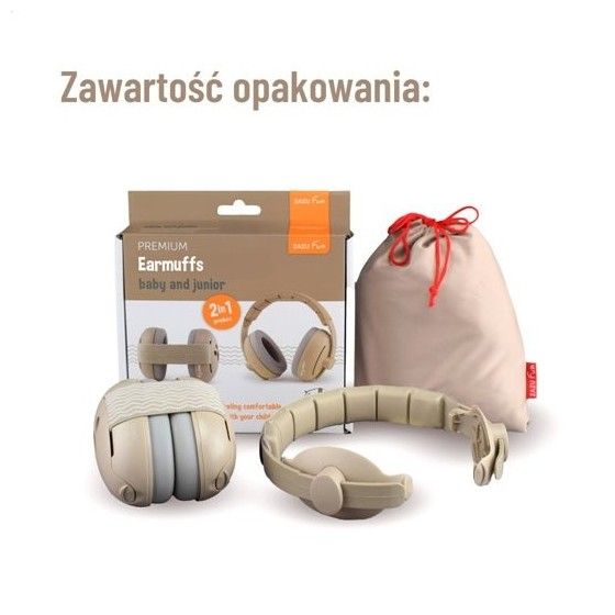 Zazu Fun Słuchawki Wygłuszające 2w1 dla Dzieci i Niemowląt Beige