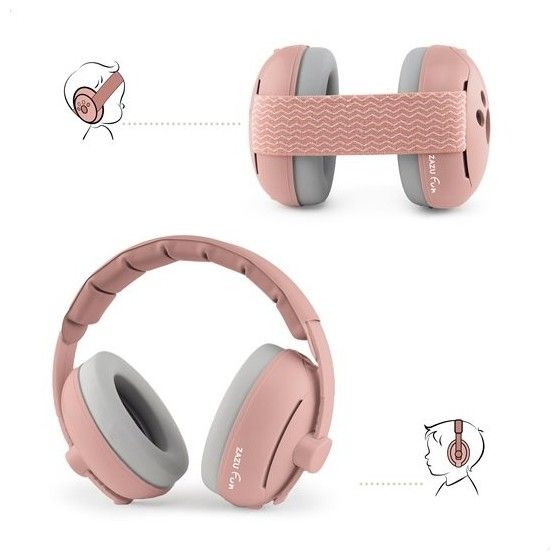 Zazu Fun Słuchawki Wygłuszające 2w1 dla Dzieci i Niemowląt Pink