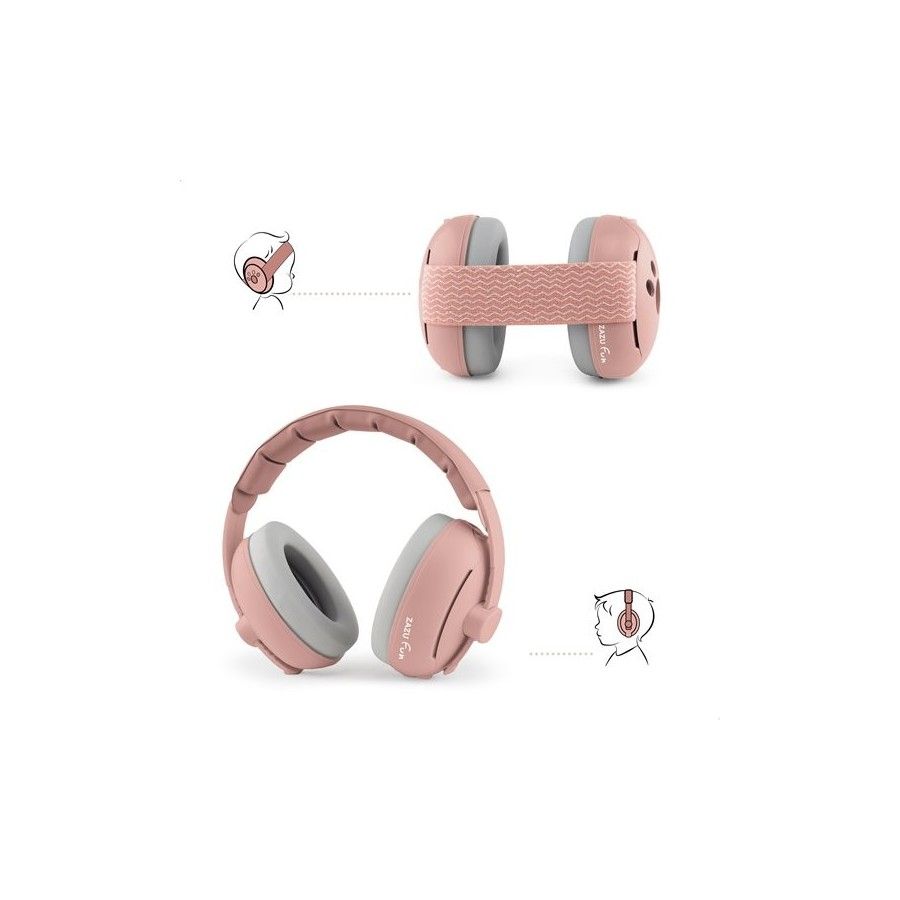 Zazu Fun Słuchawki Wygłuszające 2w1 dla Dzieci i Niemowląt Pink