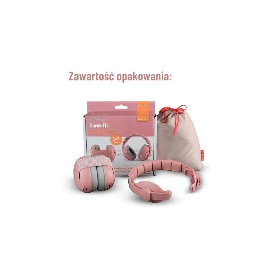 Zazu Fun Słuchawki Wygłuszające 2w1 dla Dzieci i Niemowląt Pink