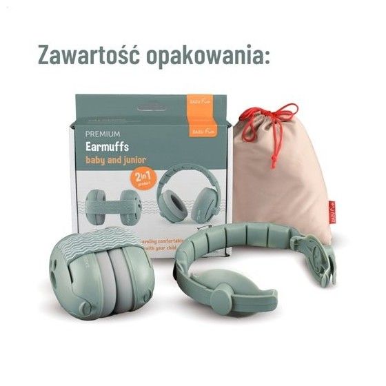 Zazu Fun Słuchawki Wygłuszające 2w1 dla Dzieci i Niemowląt Sage