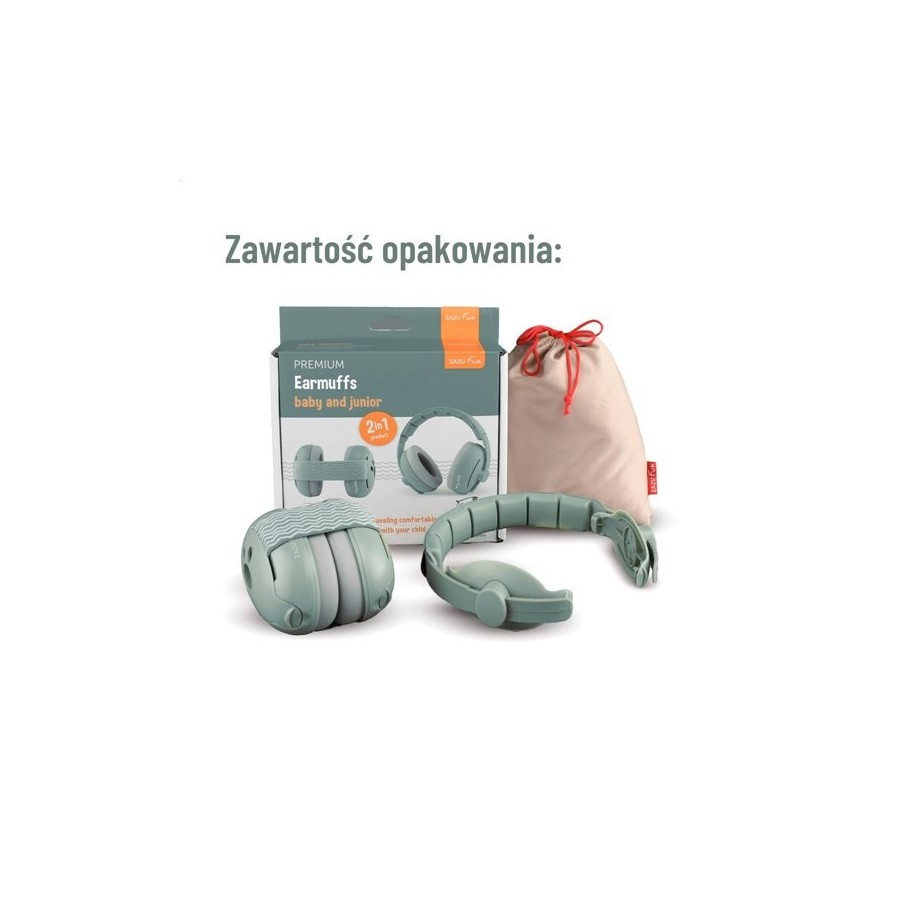Zazu Fun Słuchawki Wygłuszające 2w1 dla Dzieci i Niemowląt Sage
