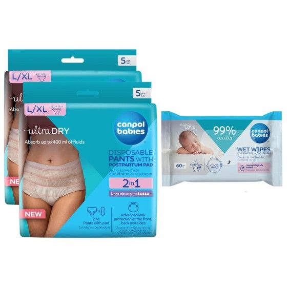 Canpol babies Zestaw 2x oddychające majtki 2w1 z podkładem