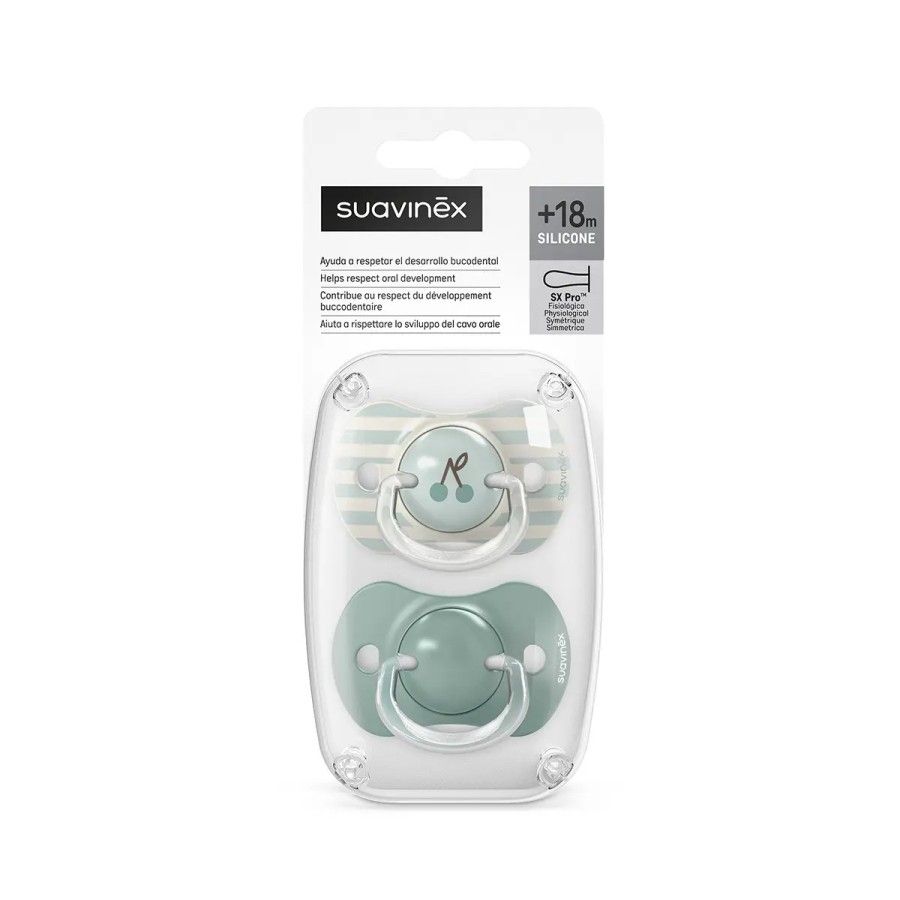 Suavinex Smoczek fizjologiczny SX Pro +18m 2szt miętowy Birdies