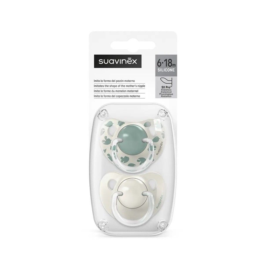 Suavinex Smoczek anatomiczny SX Pro 6-18 m 2szt miętowy Birdies