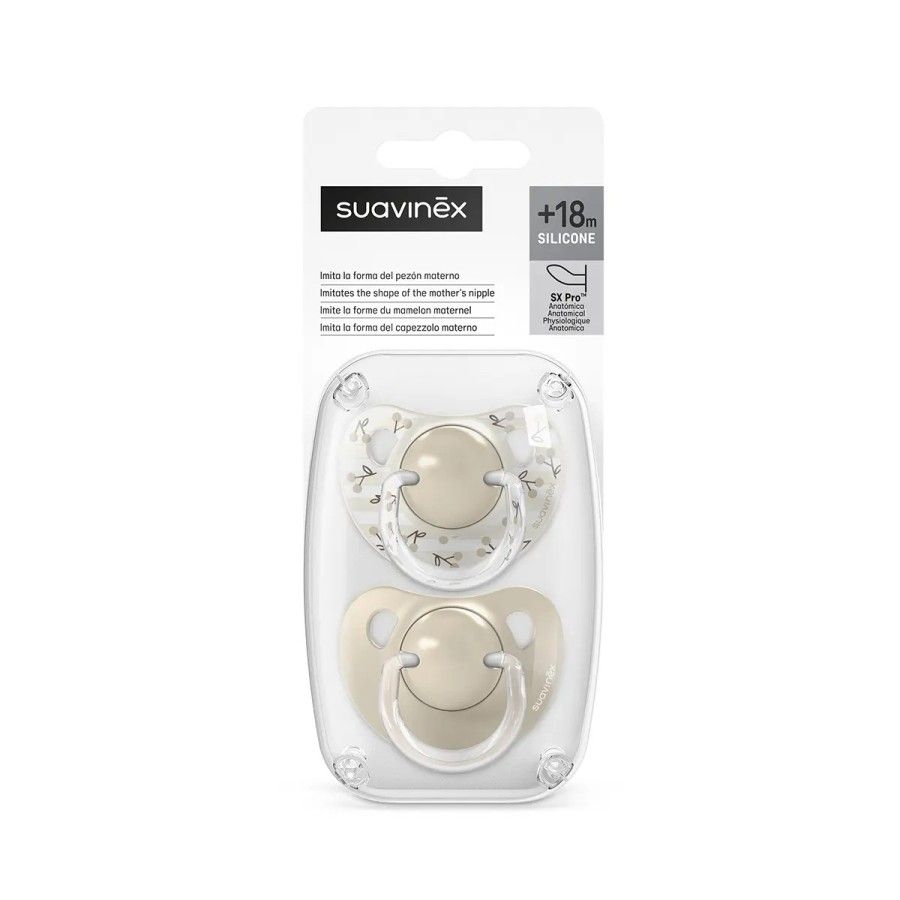 Suavinex Smoczek anatomiczny SX Pro +18 m 2szt beżowy Birdies -
