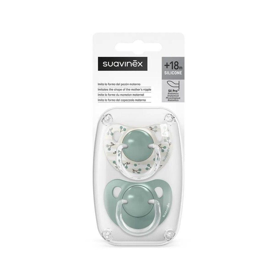 Suavinex Smoczek anatomiczny SX Pro +18 m 2szt miętowy Birdies