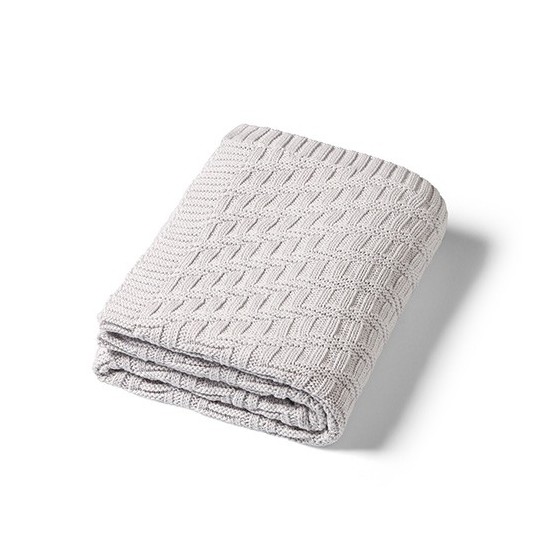 Babyono Kocyk dzianinowy bawełniany szary