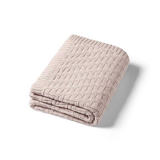 Babyono Kocyk dzianinowy bawełniany beżowy