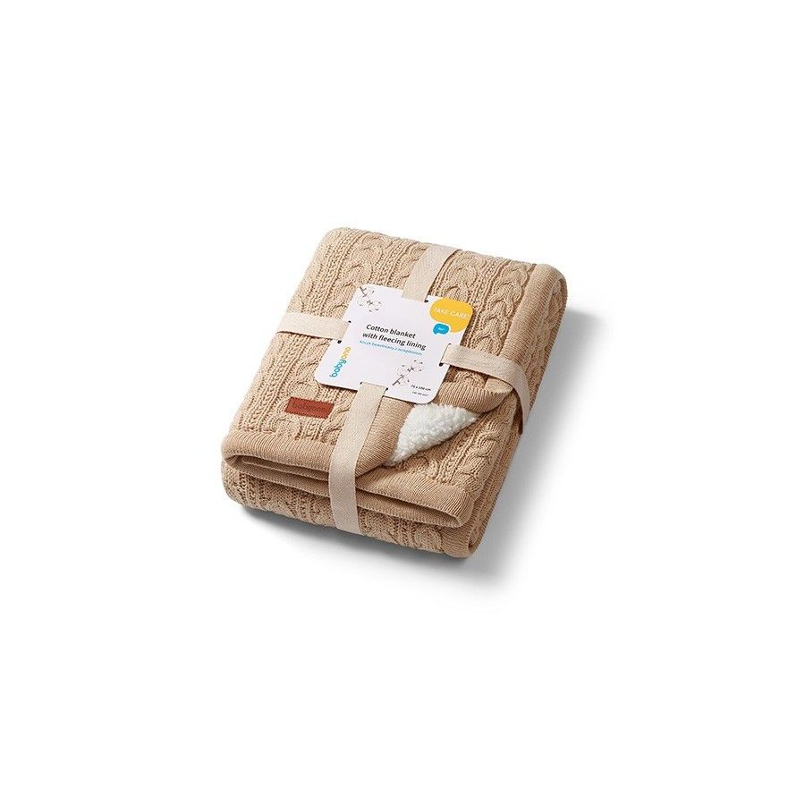 Babyono Kocyk bawełniany z ociepleniem beżowy - 5901435417591