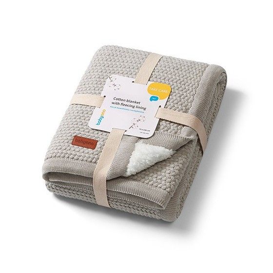 Babyono Kocyk bawełniany z ociepleniem szary - 5901435417607