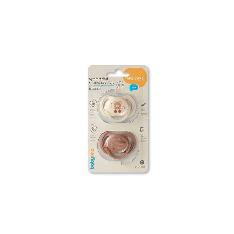 Babyono Smoczki symetryczne silikonowe 0-6 m - 5901435417812
