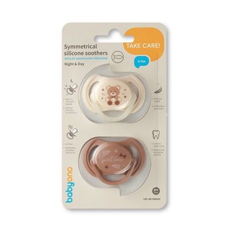 Babyono Smoczki symetryczne silikonowe 0-6 m
