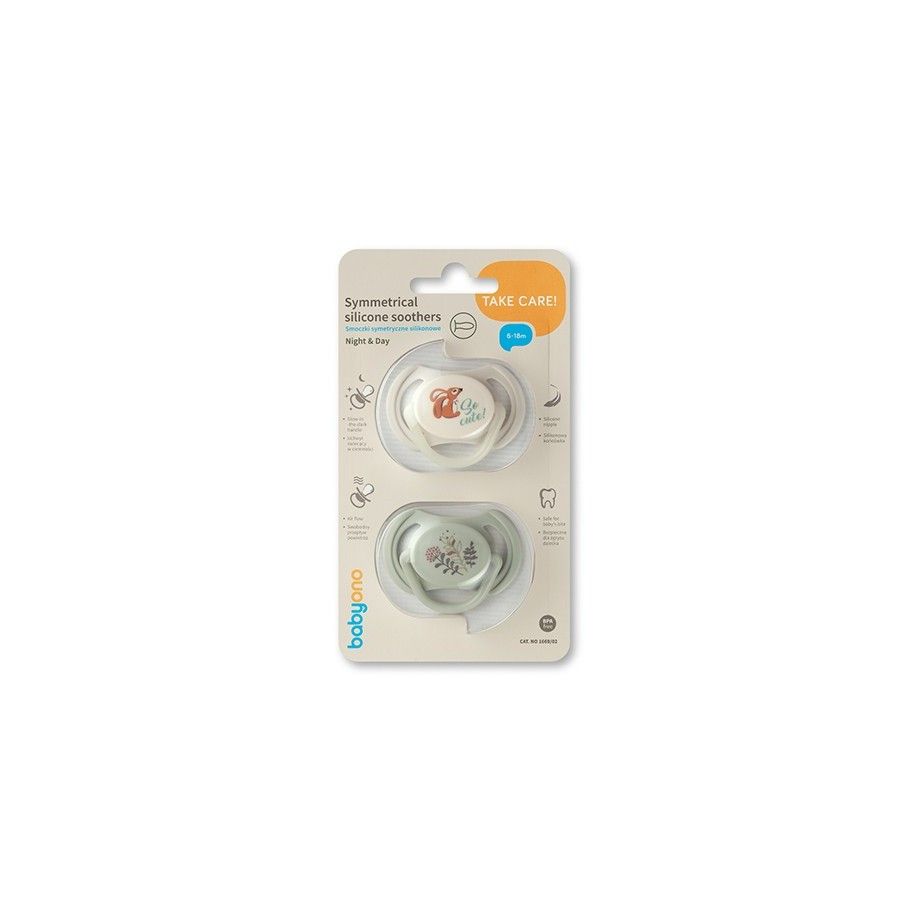 Babyono Smoczki symetryczne silikonowe 6-18 m - 5901435417829