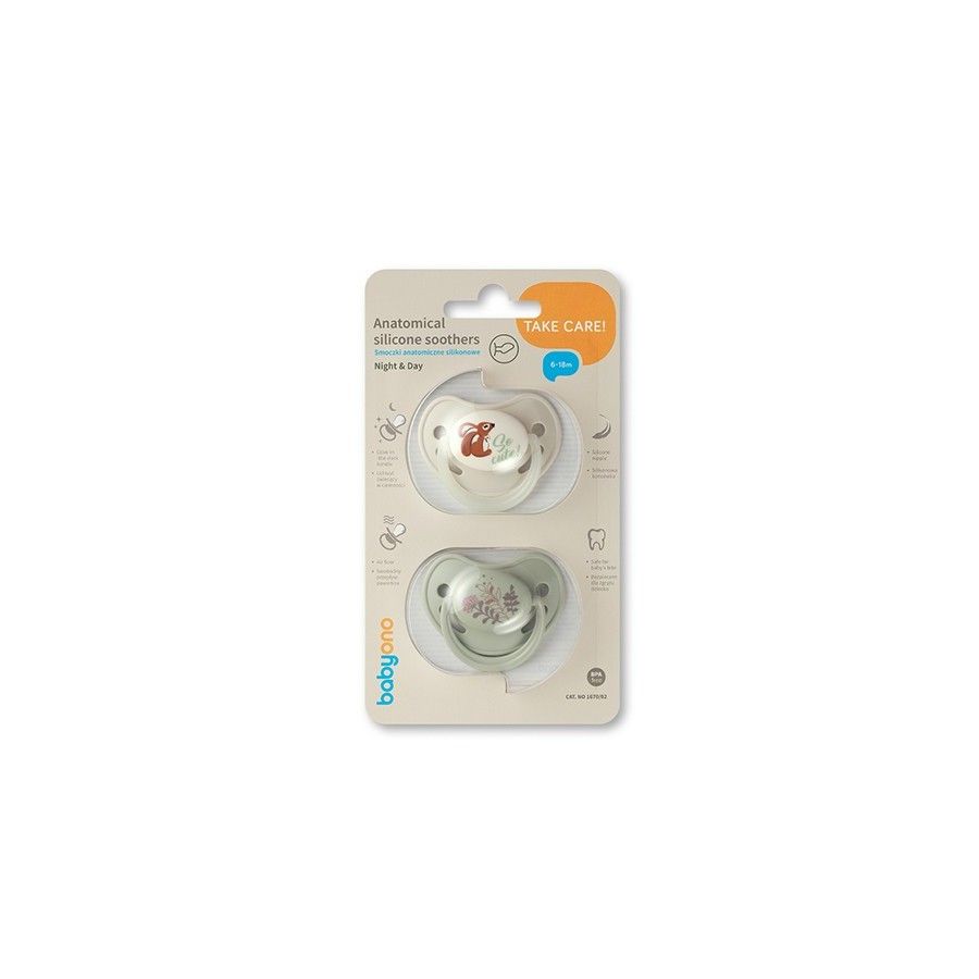 Babyono Smoczki anatomiczne silikonowe 6-18 m - 5901435417850