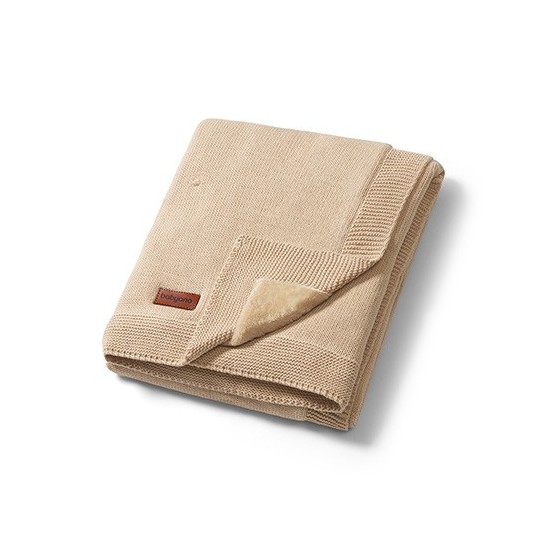 Babyono Kocyk bawełniany z flanelowym podszyciem jasny bez